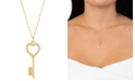 Giani Bernini Heart & Key Pendant Necklace, 16" + 2" extender, Created for Macy's